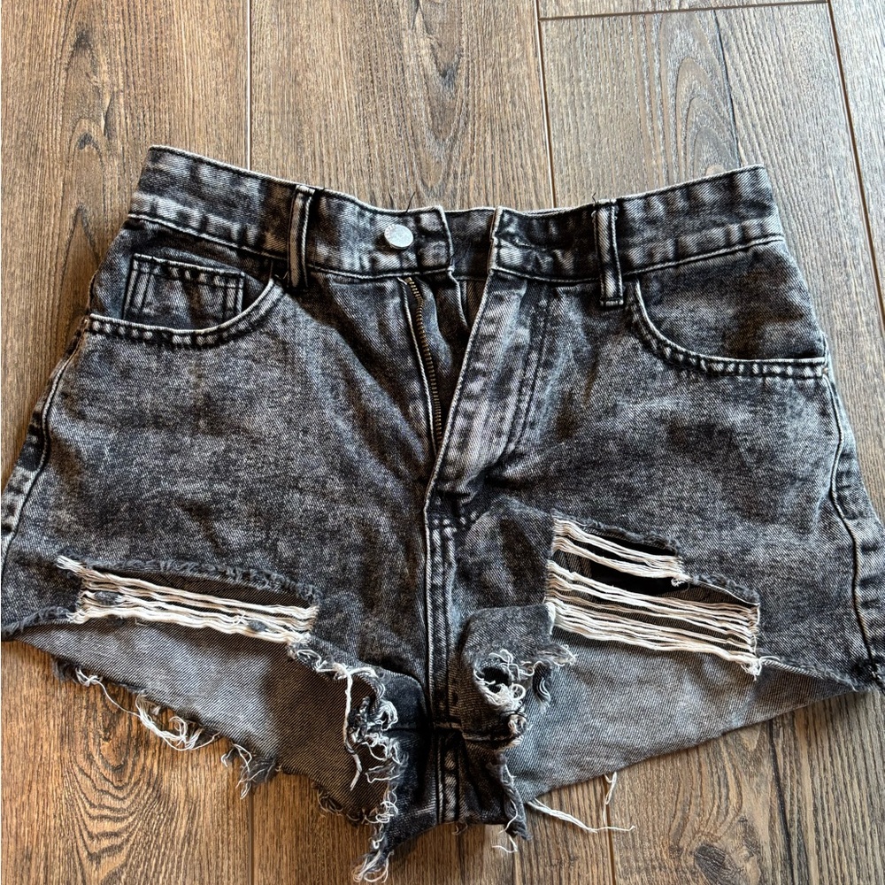 SHEIN Black Distressed Jean Shorts